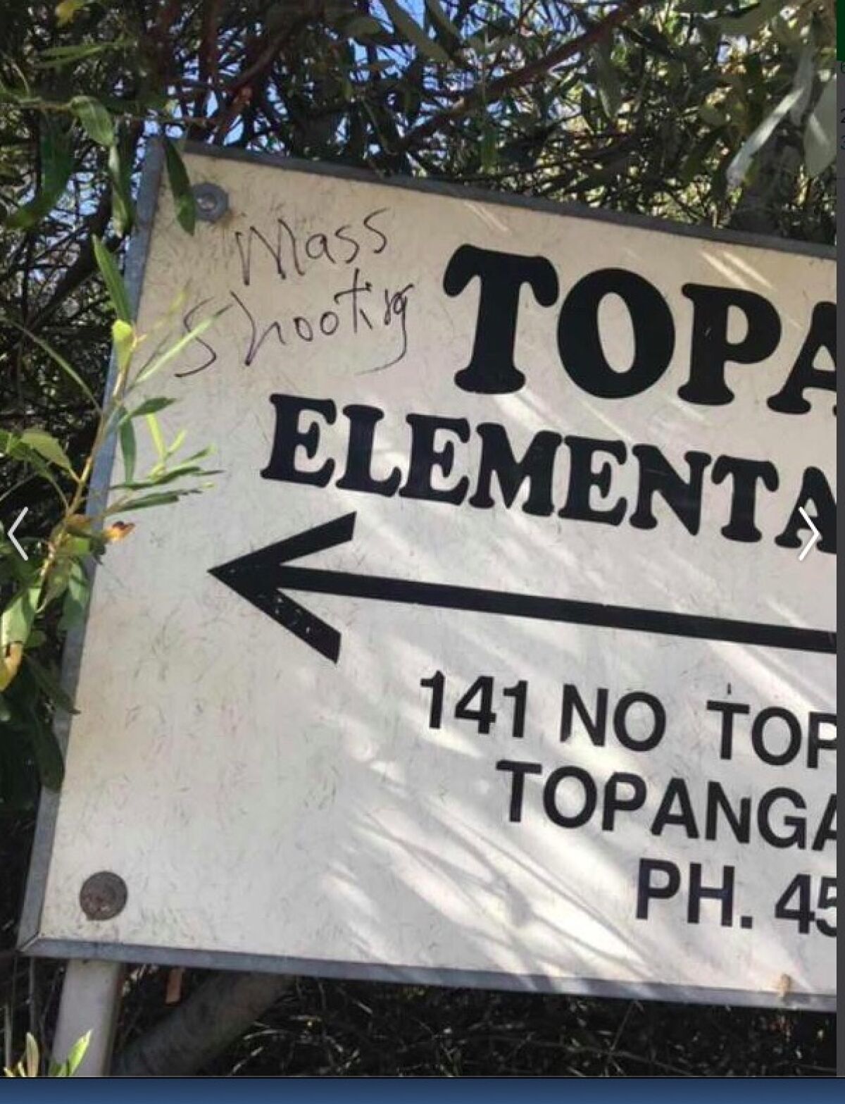 Graffiti on a sign near Topanga Elementary