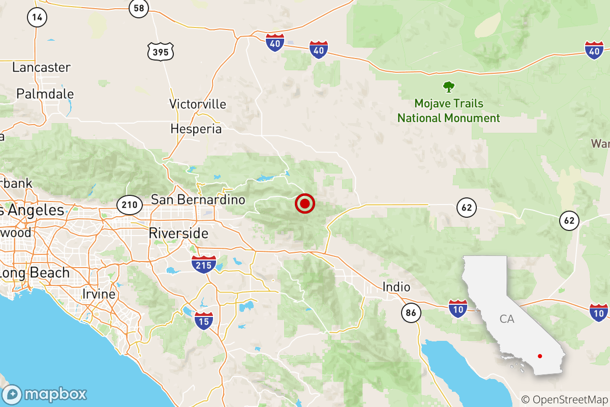 The location of a magnitude 3.1 earthquake Sunday evening near Big Bear City, Calif.