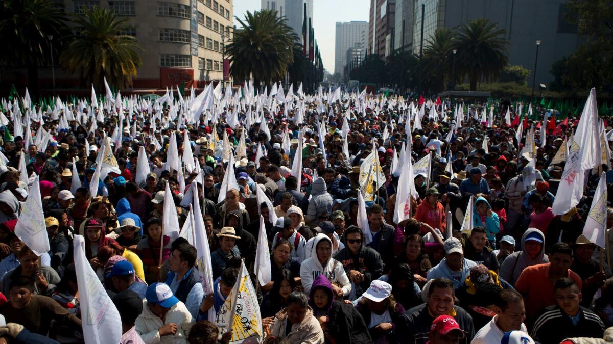 Thousands of rural residents from across Mexico flooded major boulevards of Mexico City in January to protest a gasoline price hike.