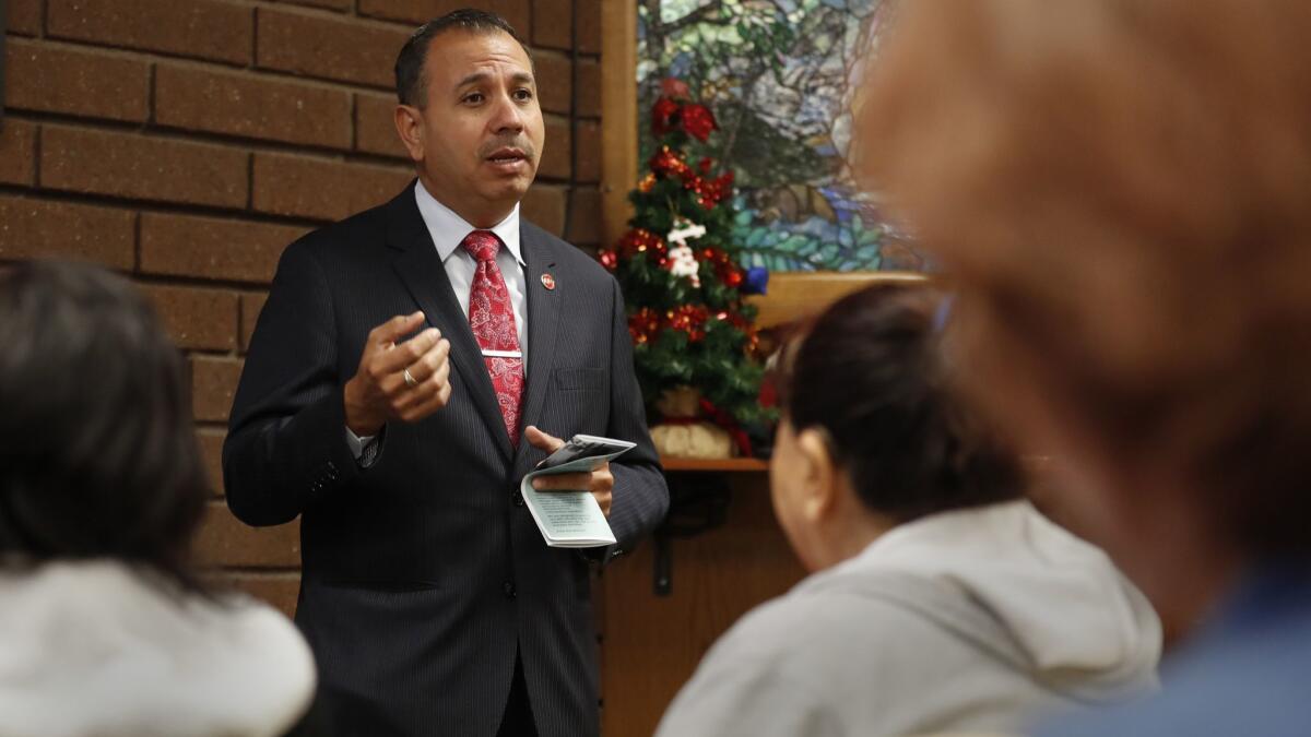 Tony Mendoza speaks during an event in Whittier, Calif. on Nov. 29, 2017.