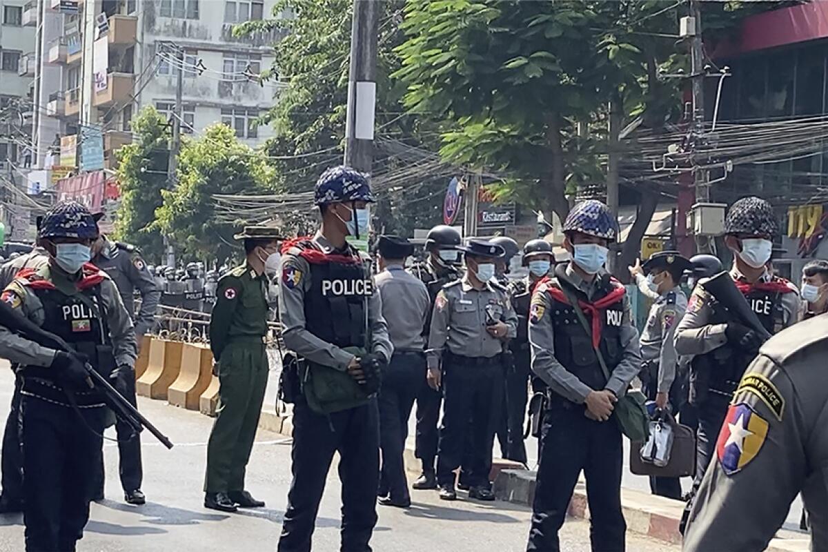 Police block a road