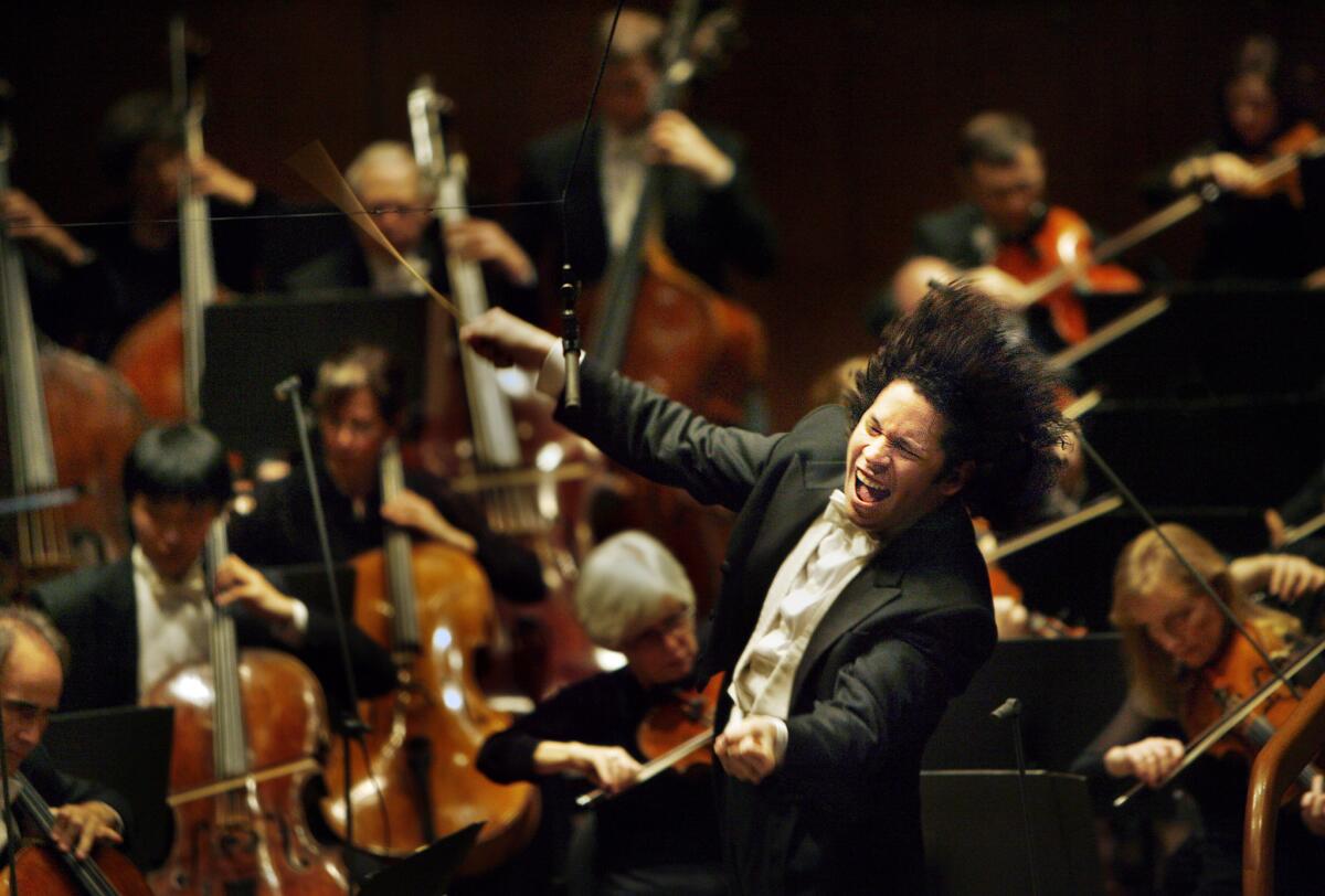 Conductor Gustavo Dudamel at Avery Fisher Hall at the Lincoln Center in November 2007.