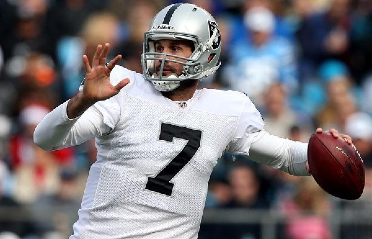 Raiders quarterback Matt Leinart got a rare chance to play Sunday against the Panthers.