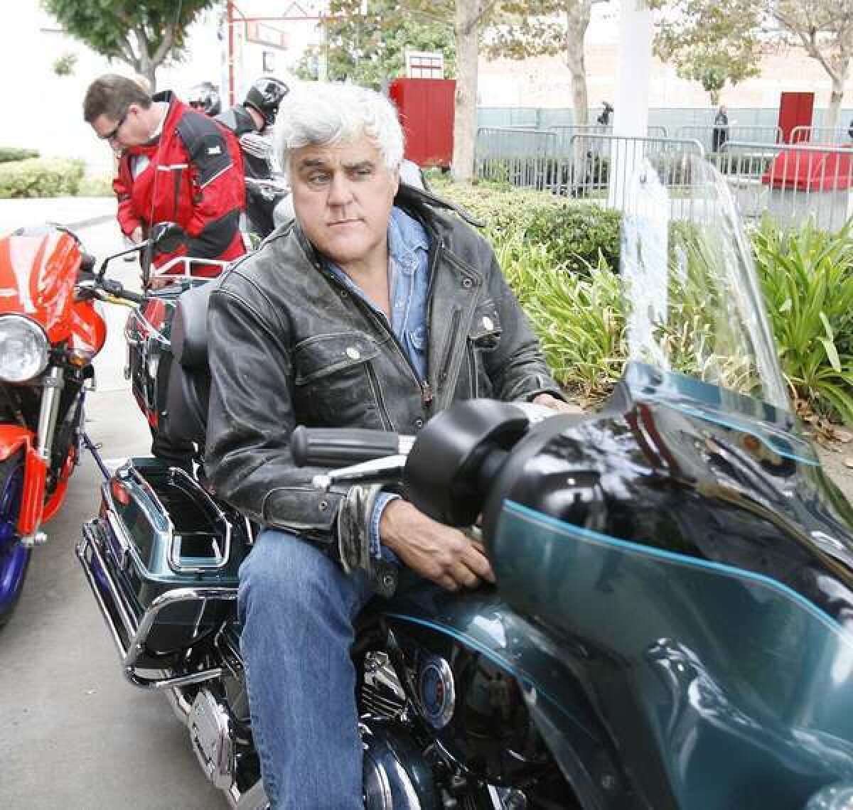 'Tonight Show' host Jay Leno waits to depart for the 29th annual Love Ride in 2012.