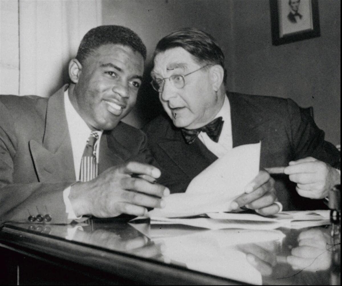 Branch Rickey with Jackie Robinson in 1950.