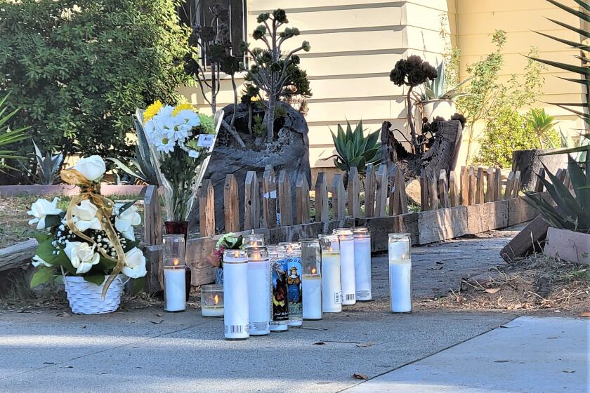 Memorial sits outside a Pasadena home.