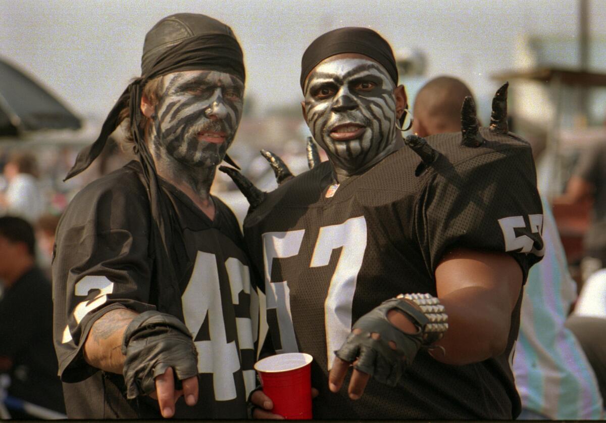Raiders fans tailgate before a game in 1993. Could any new Los Angeles NFL team inspire this kind of fandom?