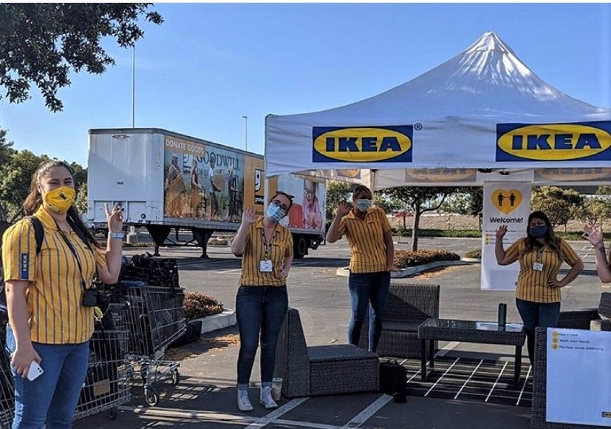 IKEA employees helped pass out thousands of boxes of perishable food items during a May 15 food giveaway in Costa Mesa.