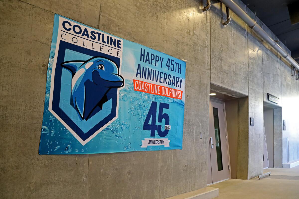 Coastline College is celebrating its 45th anniversary by launching its new mascot, the Dolphins.