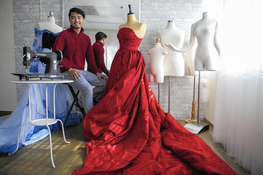 Nephi Garcia is the owner of Designer Daddy in Anaheim. Garcia designs elaborate custom gowns.