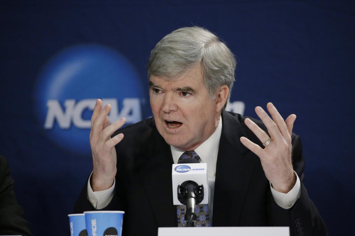 NCAA President Mark Emmert at a news conference last month.