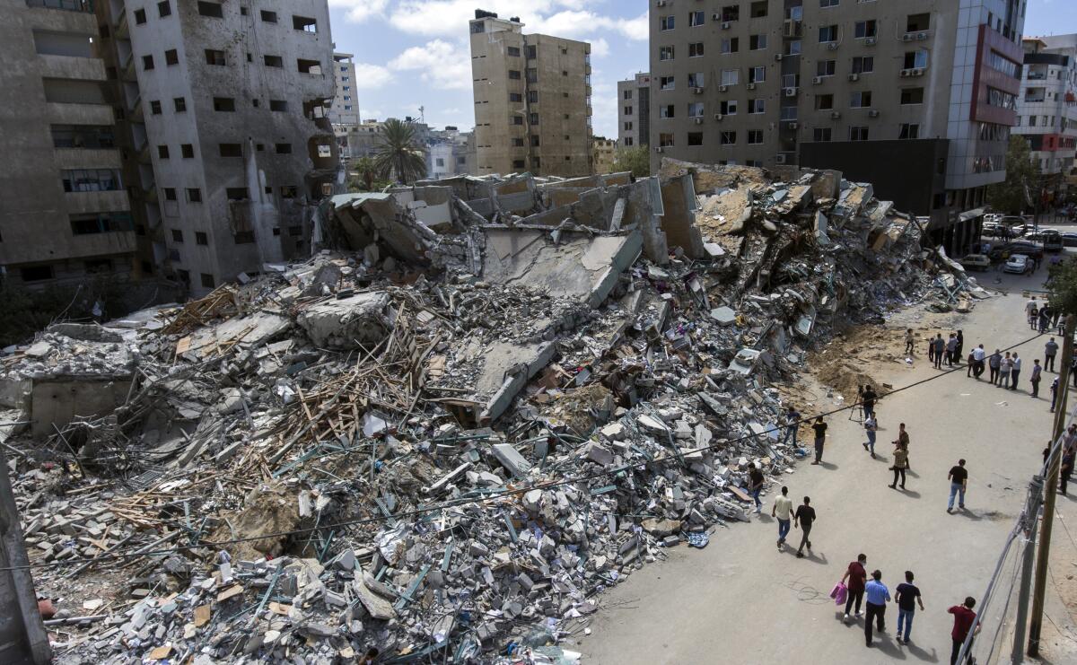 A drone photo of debris after an airstrike.