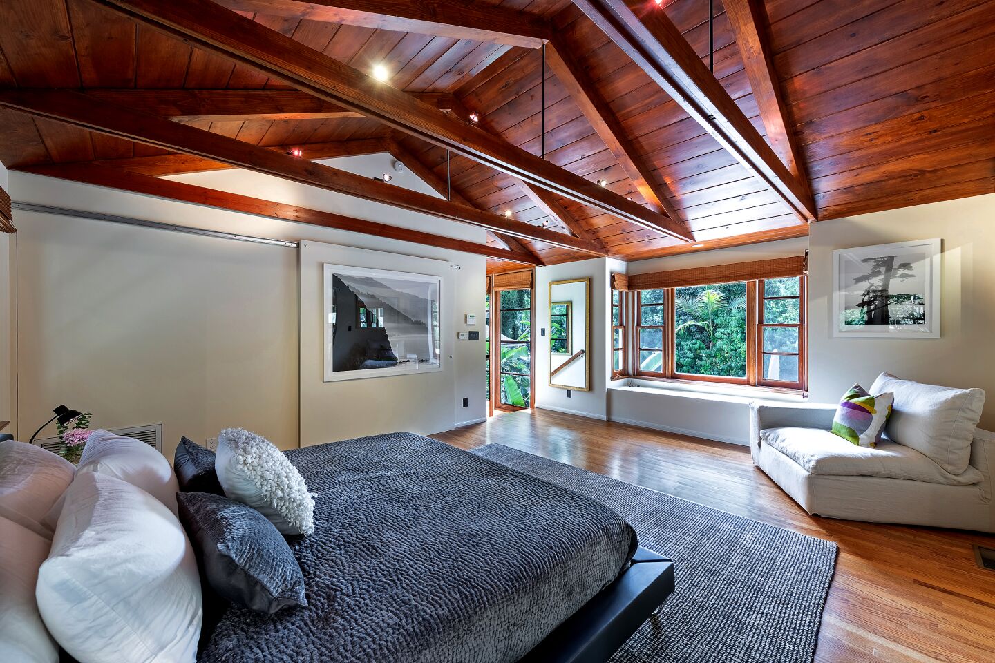 Vaulted ceilings and wood trimming are features of the 2,439-square-foot home.