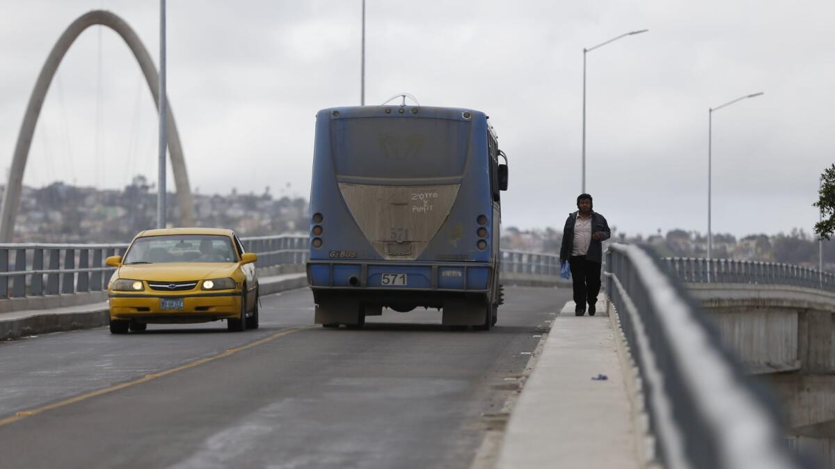 The bridge where Guadalupe Olives Valencia, 44, fell to his death near the Tijuana-San Diego border crossing.