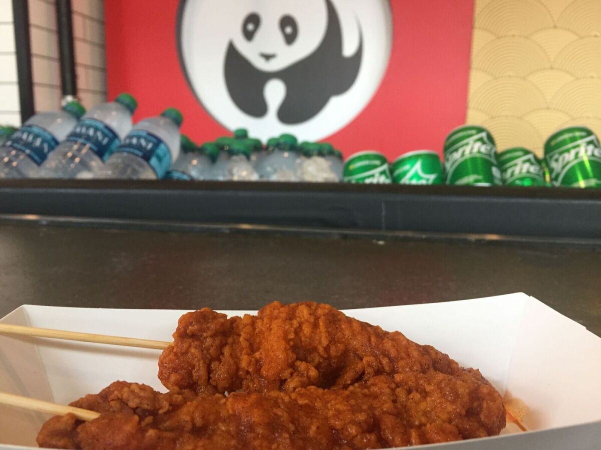 Panda Express's new Sichuan Hot Chicken is being sampled for free in a pop-up at 6th Avenue and J Street.