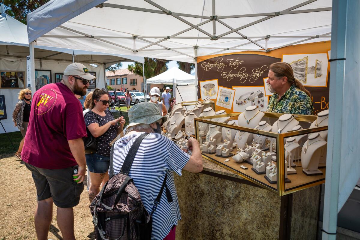 Shelli Kahl exhibits his jewelry at the ArtWalk @ Liberty Station in 2021. This year's show is set for Aug. 6-7.