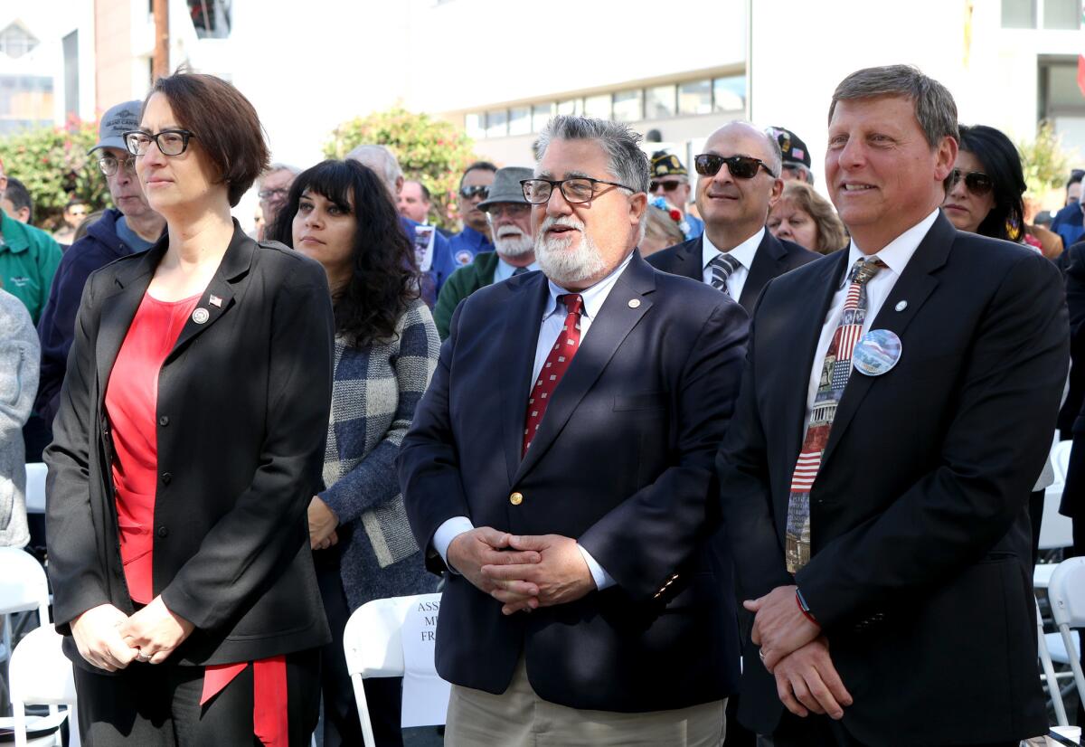 State Assemblywoman Laura Friedman, left, and state Sen. Anthony Portantino, center. 