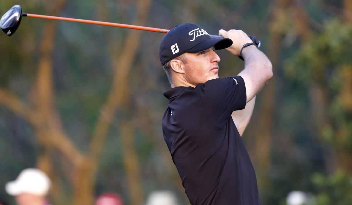 Morgan Hoffmann drives on the third hole during the second round of the Bay Hill Invitational golf tournament , Friday, March 20, 2015, in Orlando, Fla. (AP Photo/Reinhold Matay)