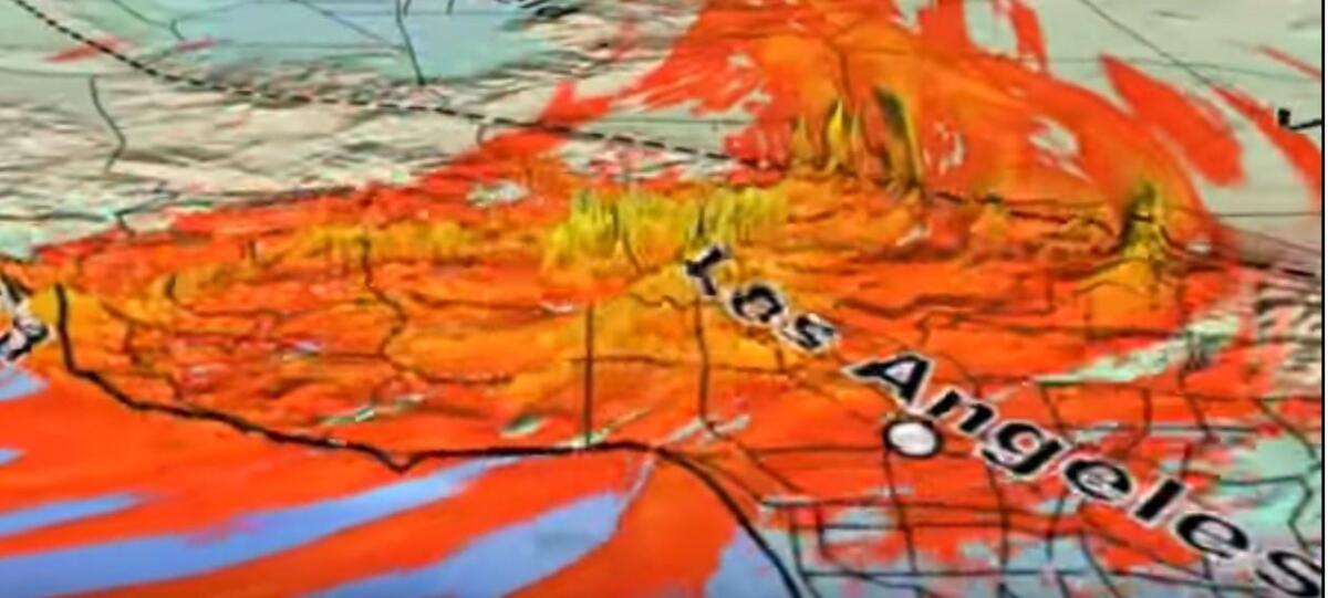This simulation shows the shaking that could be felt during a magnitude 8 earthquake on the San Andreas fault.  