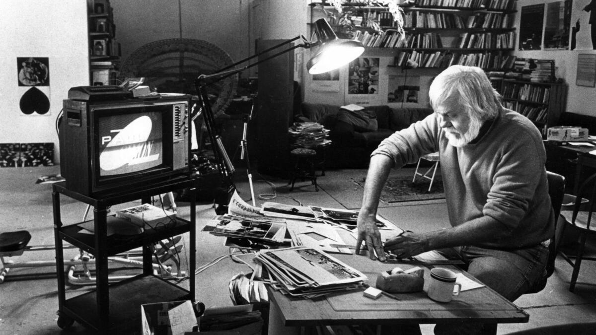 Artist John Baldessari working in his Santa Monica studio in 1986.