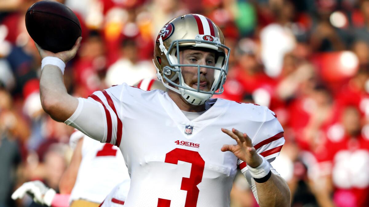 49ers quarterback C.J. Beathard completed 19 of 36 passes for 245 yards and one touchdown in relief of starter Brian Hoyer last Sunday.