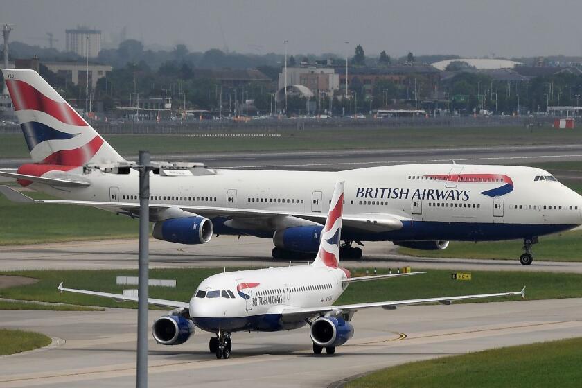 Mandatory Credit: Photo by ANDY RAIN/EPA-EFE/REX (10037310a) (FILE) - British Airways aircraft taxi at Heathrow Airport in London, Britain, 29 May 2017 (reisued 18 December 2018). British Airways on 18 December announced to resume its flights operations in Pakistan effective next summer which were suspended ten years ago due to volatile security situation. British Airways to resume operations in Pakistan, London, United Kingdom - 29 May 2017 ** Usable by LA, CT and MoD ONLY **