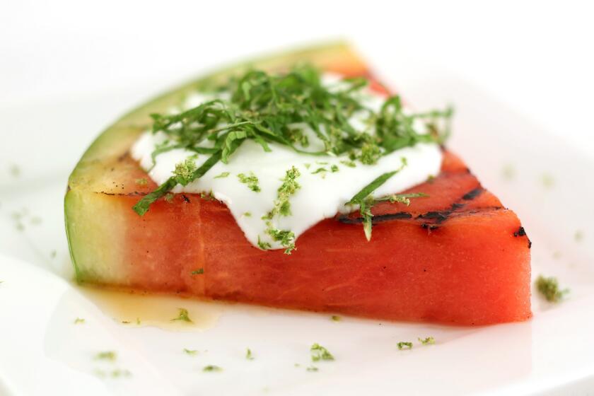 Recipe: Grilled watermelon with mint, lime, honey and yogurt