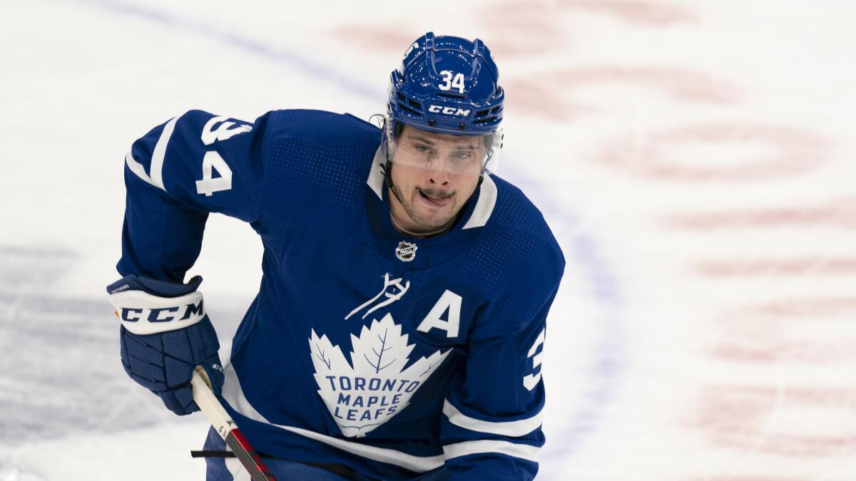 Toronto Maple Leafs center Auston Matthews during a game against the Ottawa Senators on Feb. 15, 2021.