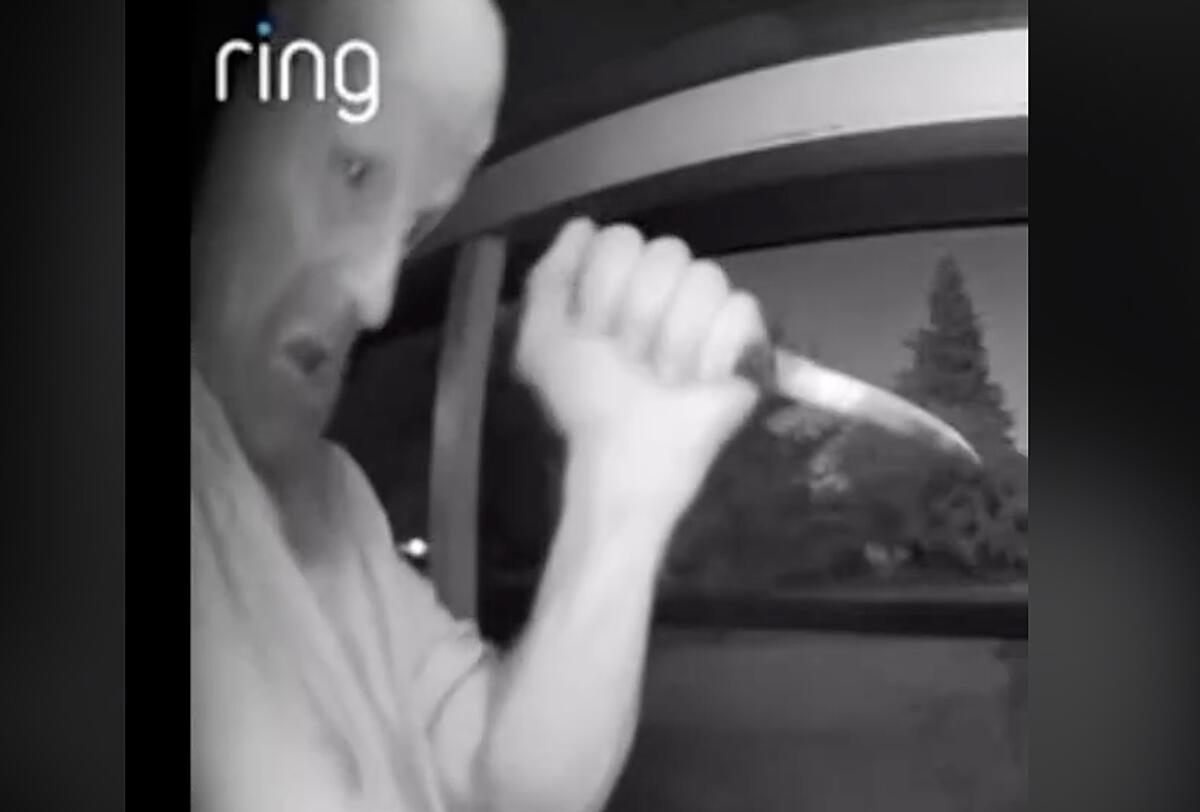 Ring camera footage shows knife-wielding man acting erratically before ...