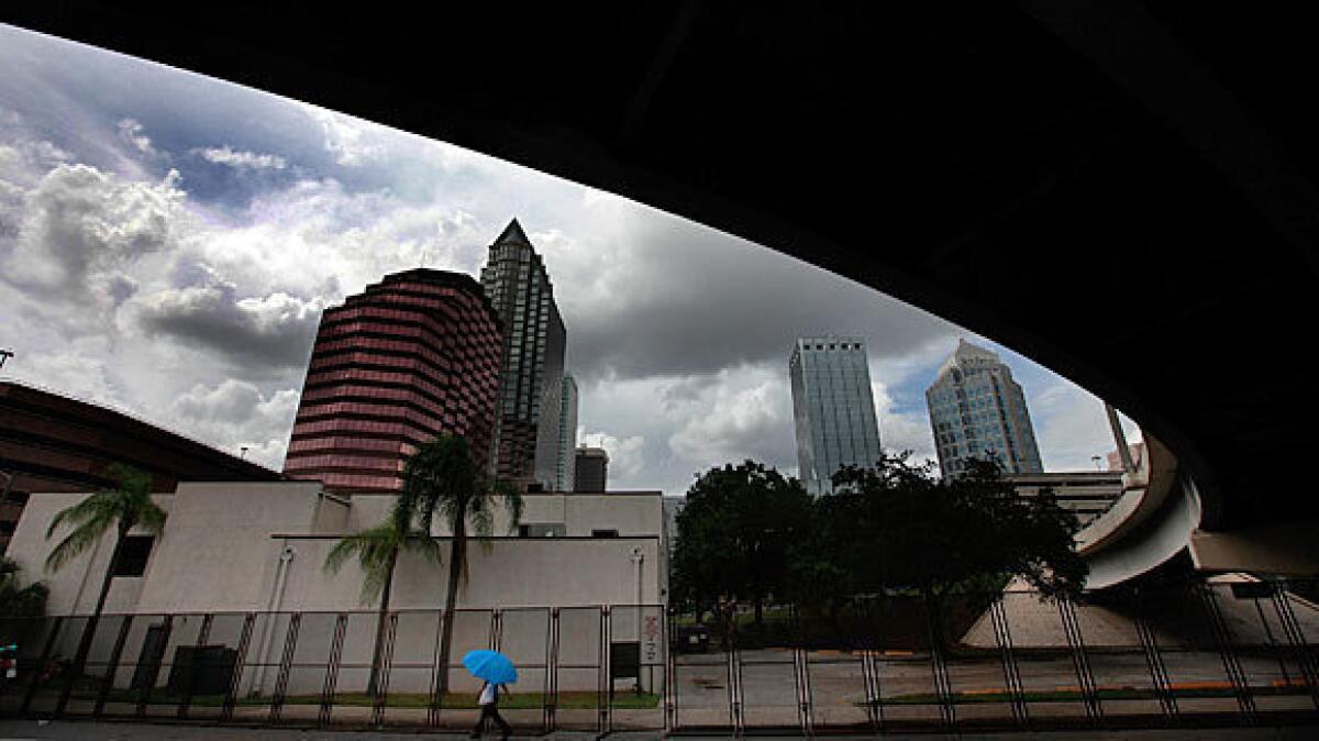 Downtown Tampa, Fla., was beginning to show signs of the approaching Republican National Convention.
