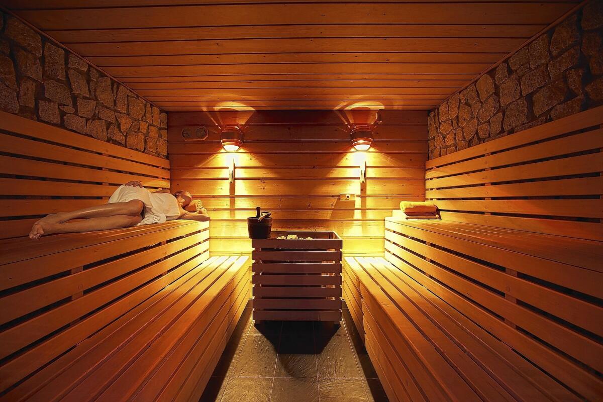 After working up a sweat in the sauna, a plunge into a cold pool is recommended.