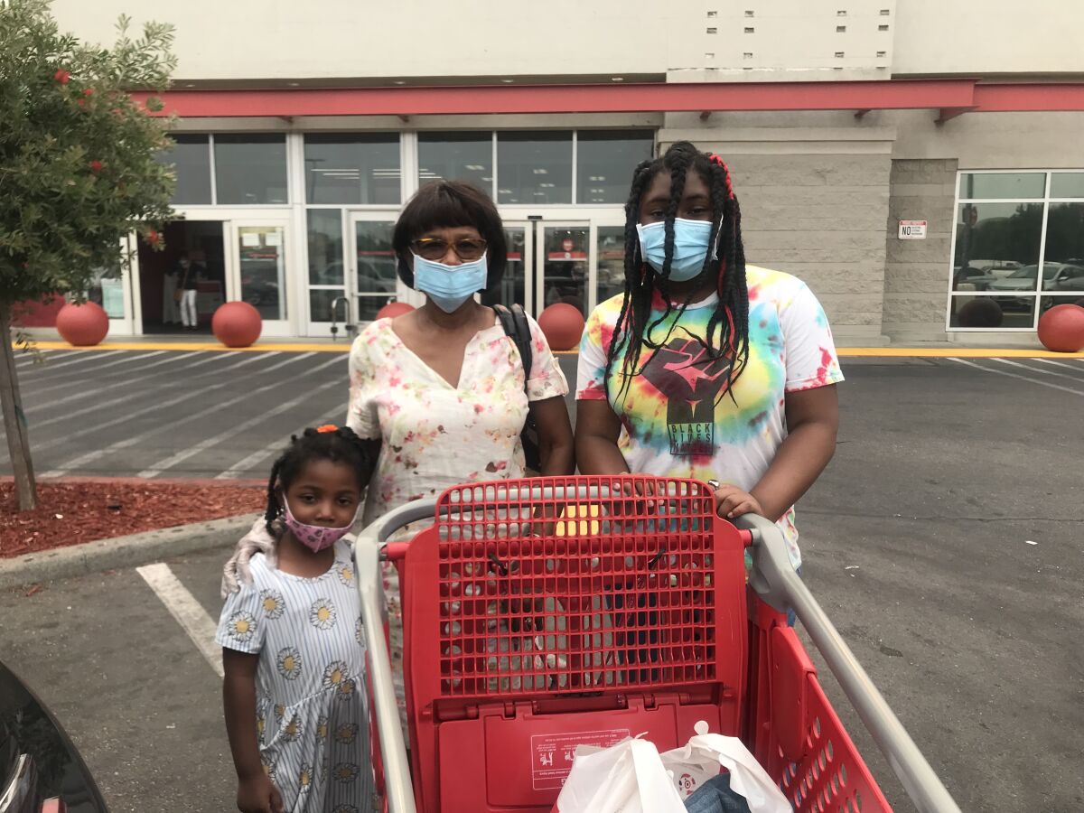 Lessie Tanson took her 11- and 4-year-old granddaughters back to school shopping at Target in Stockton.