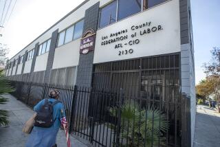 LOS ANGELES, CA-NOVEMBER 4, 2022: Overall, shows the Los Angeles County Federation of Labor building at the intersection of James M Wood Blvd. and Lake St. in Los Angeles (Mel Melcon / Los Angeles Times)