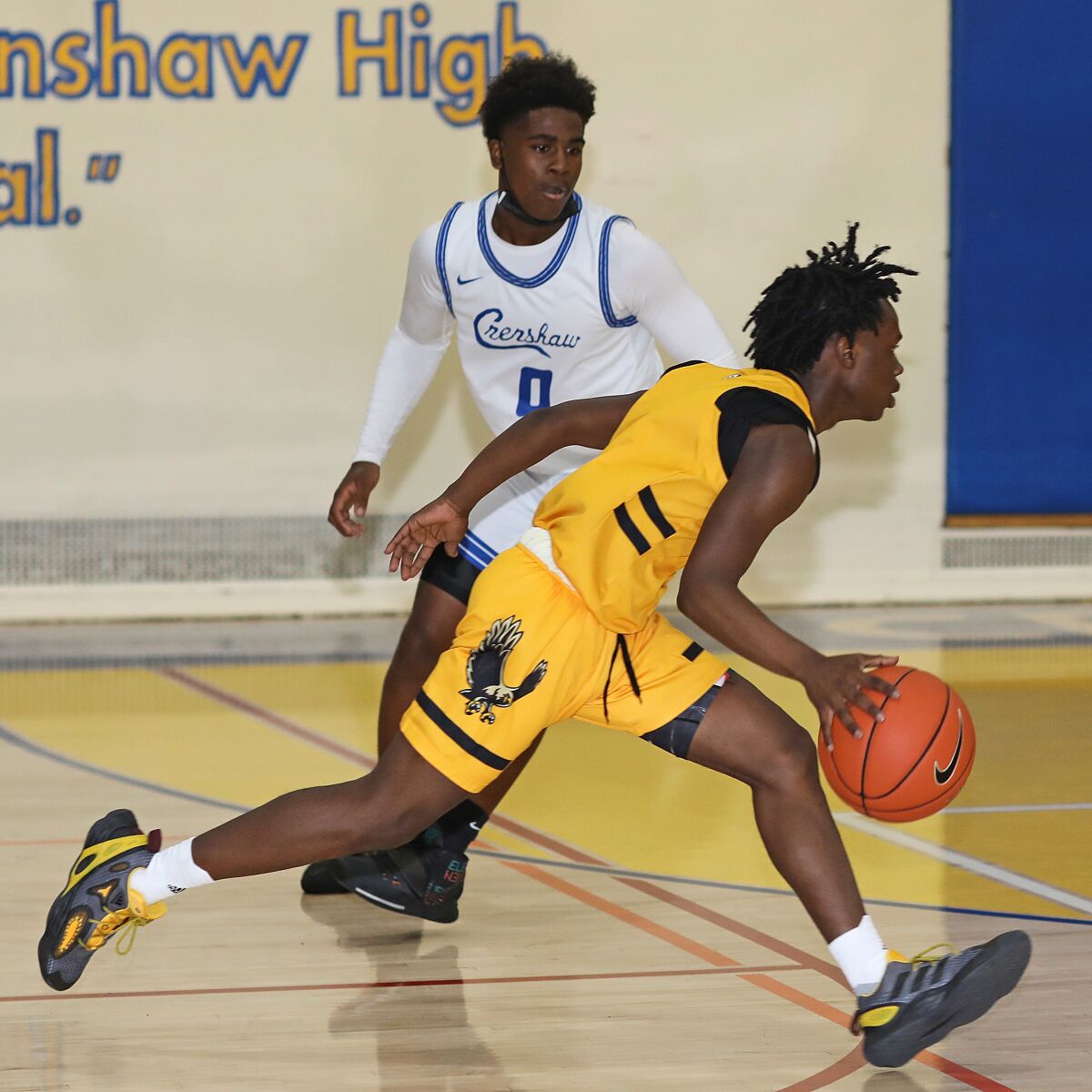 King/Drew's Kalib LaCount attacks on offense in a previous game against Crenshaw.