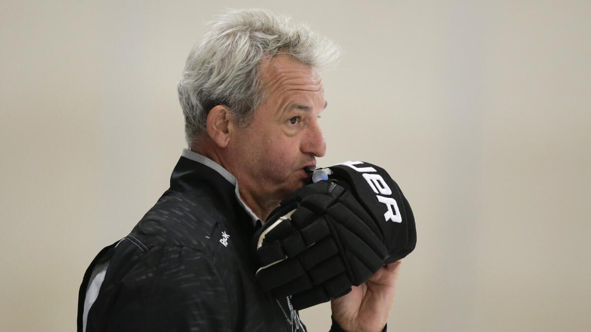 Kings Coach Darryl Sutter looks on during a team practice session in September.