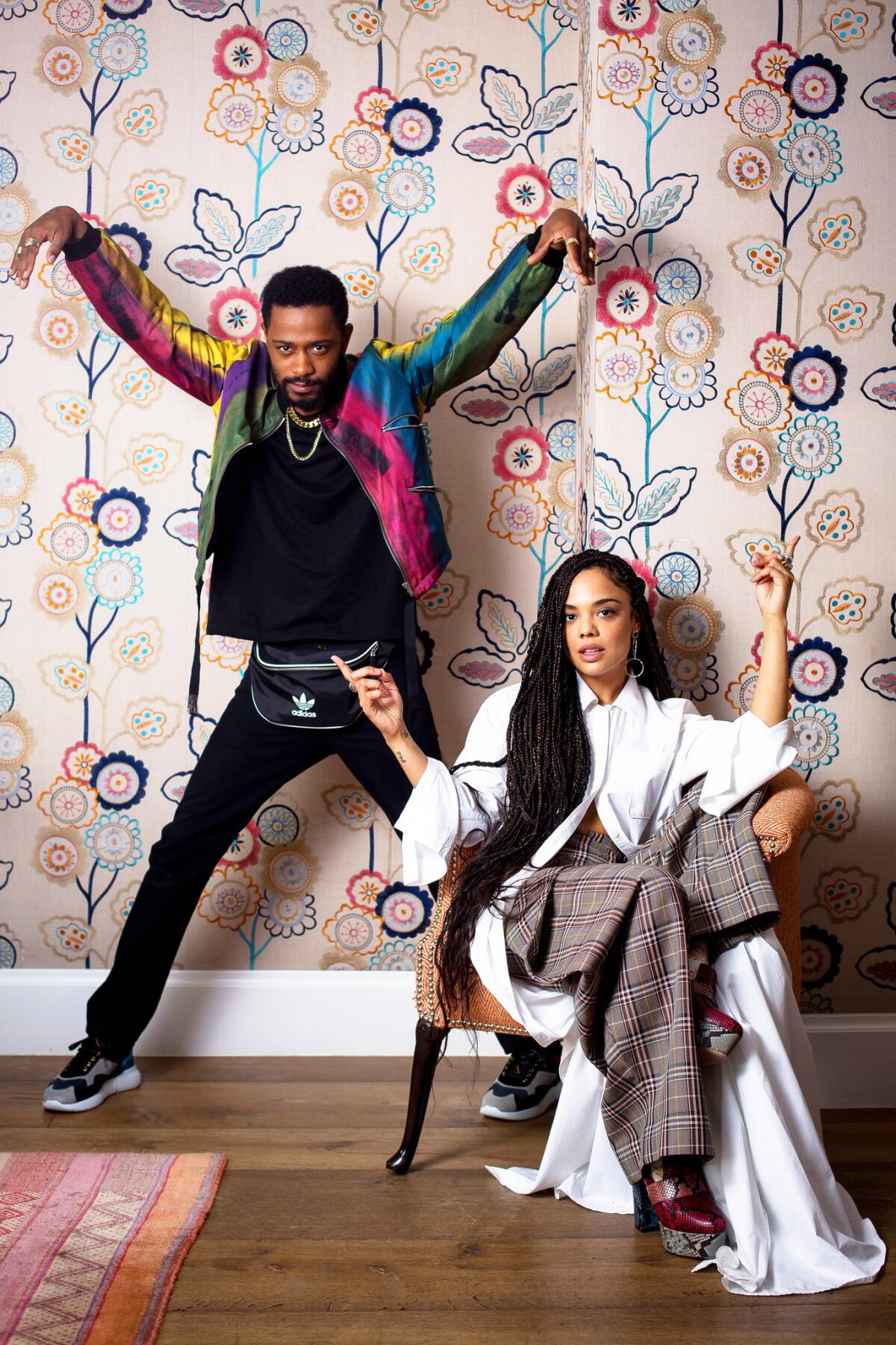 Tessa Thompson and Lakeith Stanfield, stars of "Sorry to Bother You."