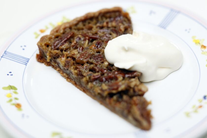 Gergis' maple pecan tart is made with creme fraiche in the crust and then is served with whipped creme fraiche for a less sweet version of a pecan pie. Gergis uses a tart pan to allow for a higher ratio of pecan to custard. Recipe: maple pecan tart