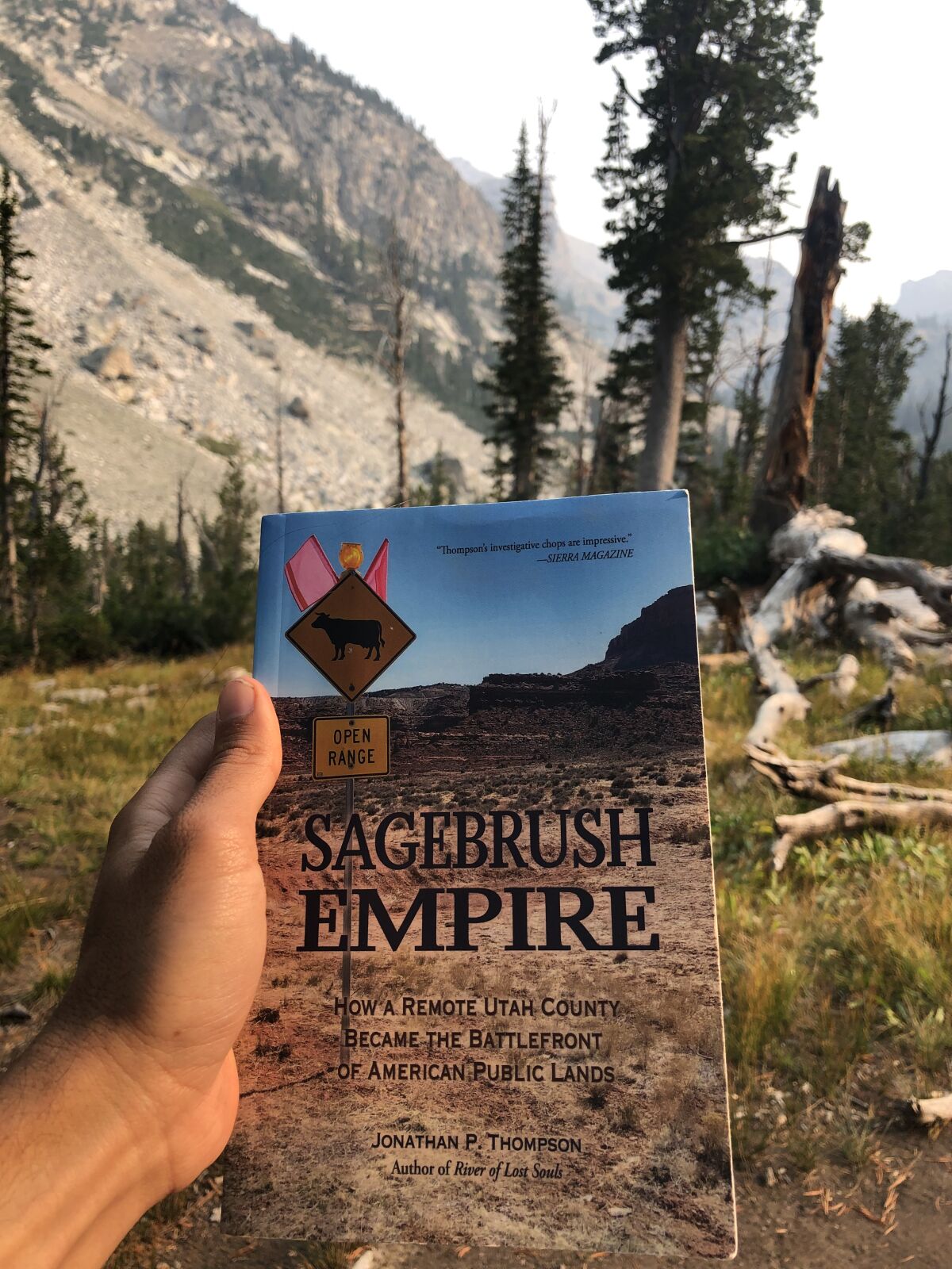 My copy of "Sagebrush Empire" at Grand Teton National Park.