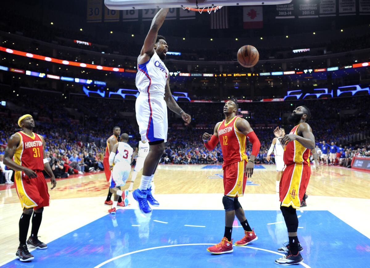 Clippers center DeAndre Jordan dunks against the Rockets in Game 4.