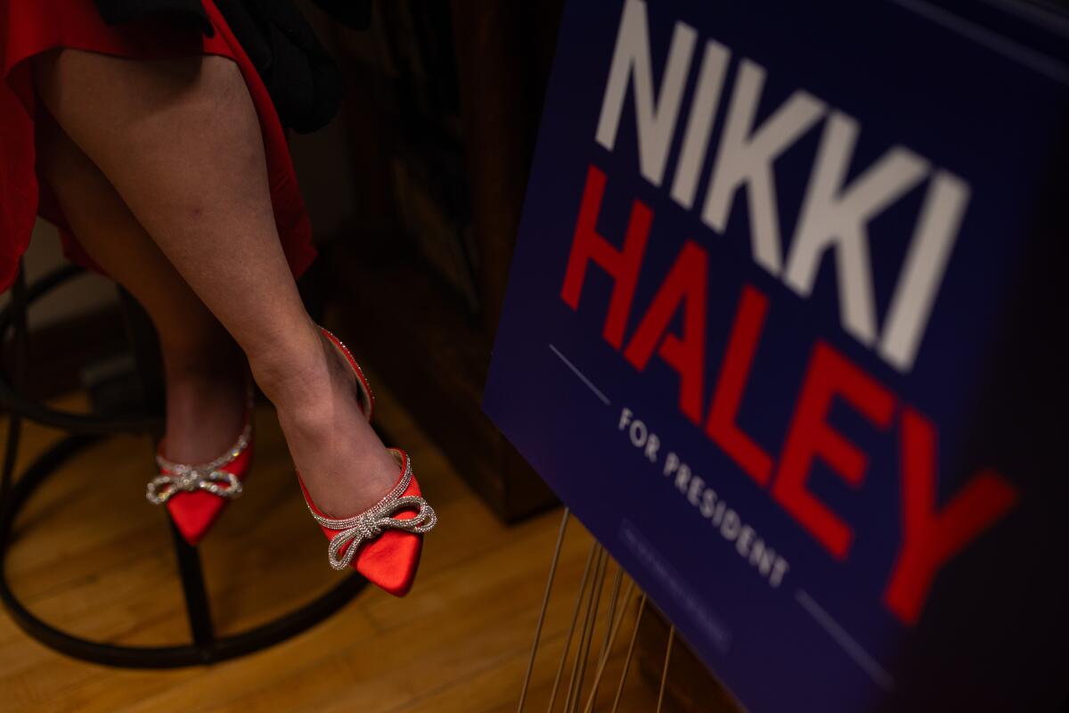 The shoes of a supporter of the former and current UN ambassador 