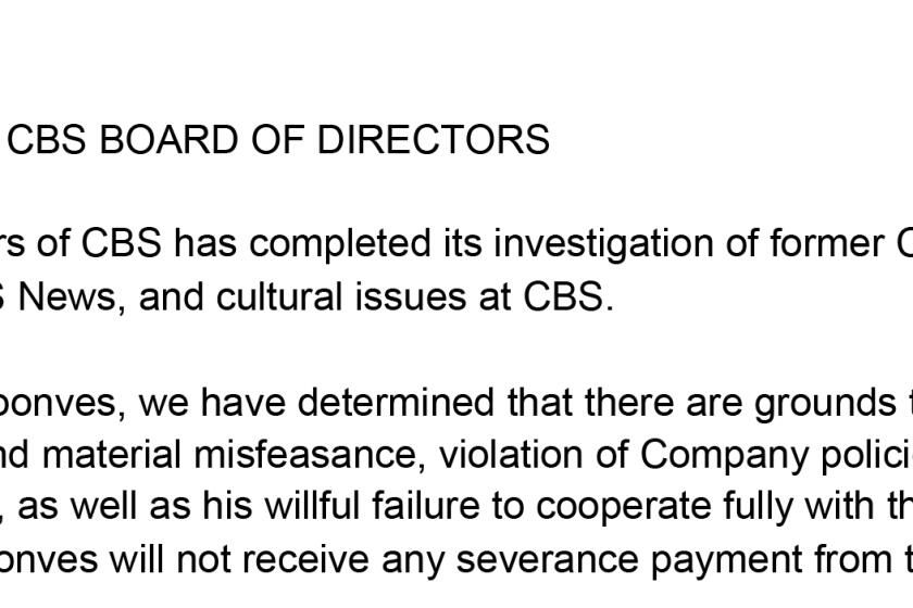 CBS'Les Moonves statement