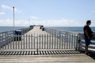 SAN DIEGO, CA-May 5: View of Crystal Pier in Pacific Beach on Friday, May 5, 2023. The Pier, past the bungalows is closed due to the recent Winter storms.(Photo by Sandy Huffaker for The San Diego Union-Tribune)