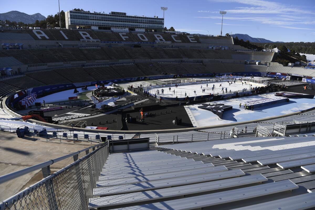 The Kings will play the Colorado Avalanche in Falcon Stadium at the U.S. Air Force Academy in Colorado on Saturday.