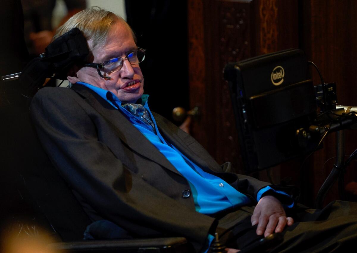British scientist Stephen Hawking attends a press conference in London on July 20.