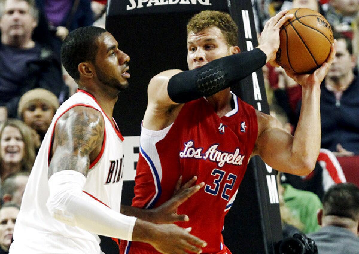 All-Star power forwards Blake Griffin (32) and LaMarcus Aldridge will clash when the Clippers play in Portland on Thursday night.