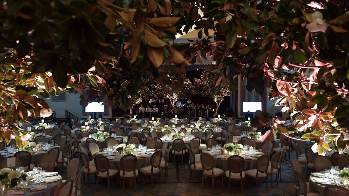 A look at the setting for the Whole Child International's inaugural gala hosted by the Earl and Countess Spencer at the Beverly Wilshire Hotel.