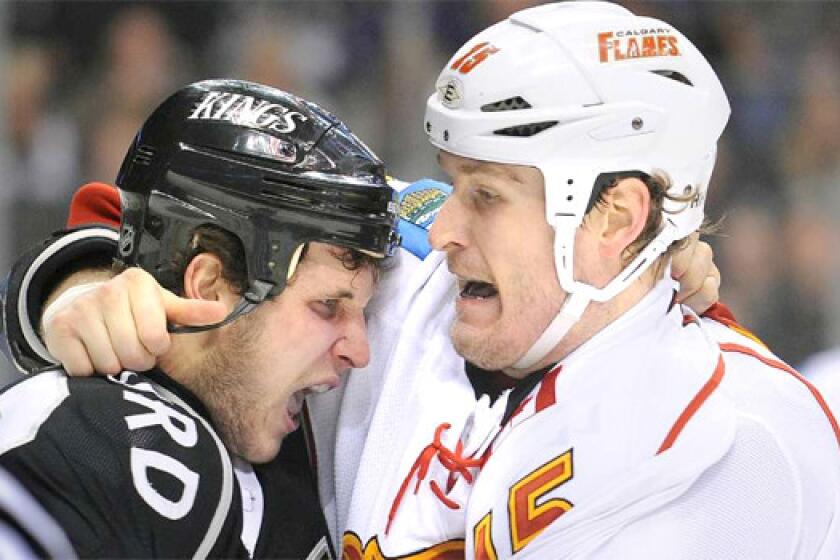 Forward Tim Jackman, right, acquired by Anaheim on Thursday, is a physical player the Ducks hope will provide a spark for the team when he's on the ice.