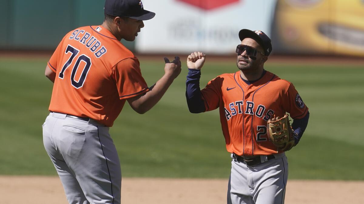 Urquidy, backed by Bregman, Maldonado, leads Astros over A's