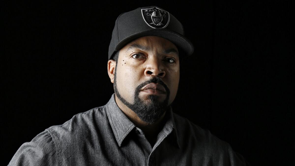 The Los Angeles Raiders cap worn by Ice Cube (O'Shea Jackson Jr.) in the  movie N.W.A.: Straight Outta Compton