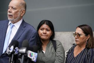 Elena Perez, center, listens as attorney Luis Carillo, left, speaks during a memorial ceremony, Wednesday, Sept. 13, 2023, in Los Angeles, for her daughter Melanie Ramos, who passed away from an overdose on pills likely containing fentanyl late last year. Ramos and a classmate bought a pill containing fentanyl from another youth, believing it was the prescription painkiller Percocet, then took the drug on campus and lost consciousness. (AP Photo/Ryan Sun)